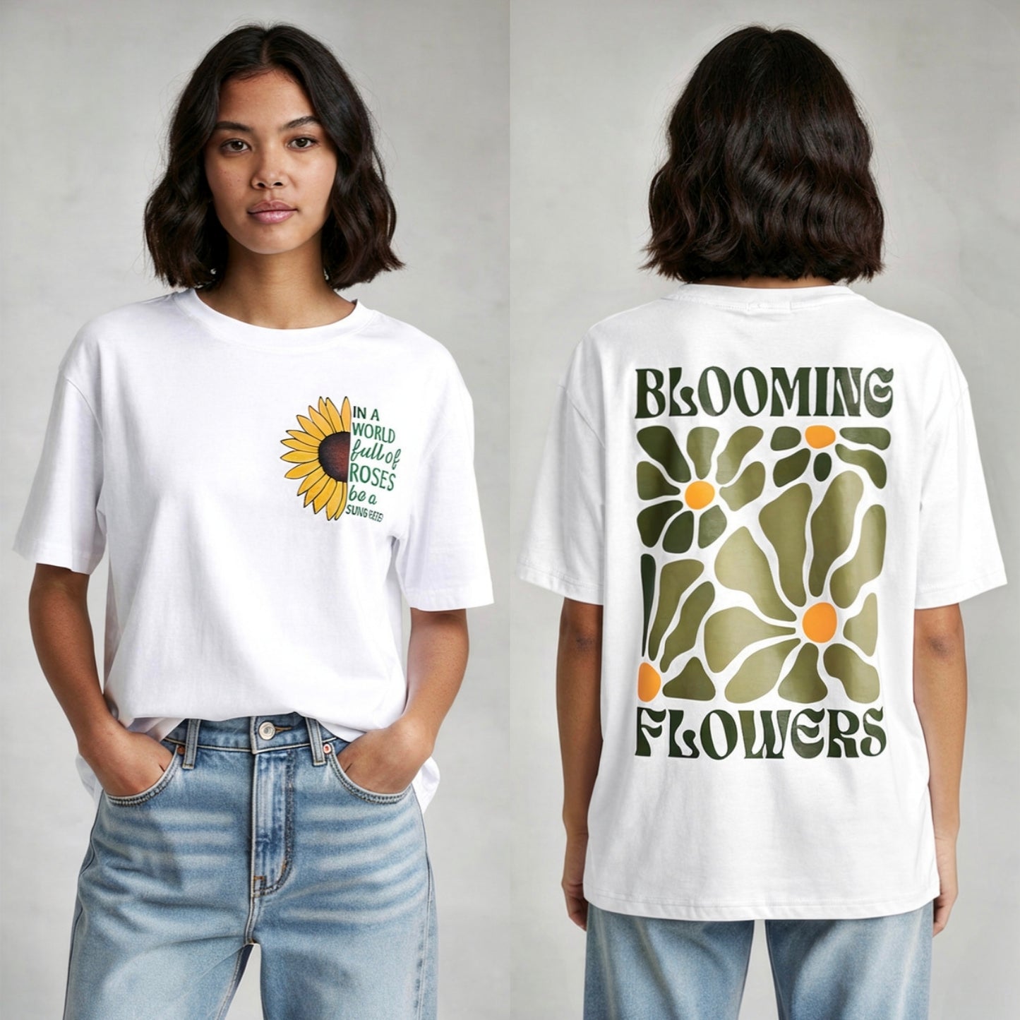 Blooming Flowers Oversized Tee