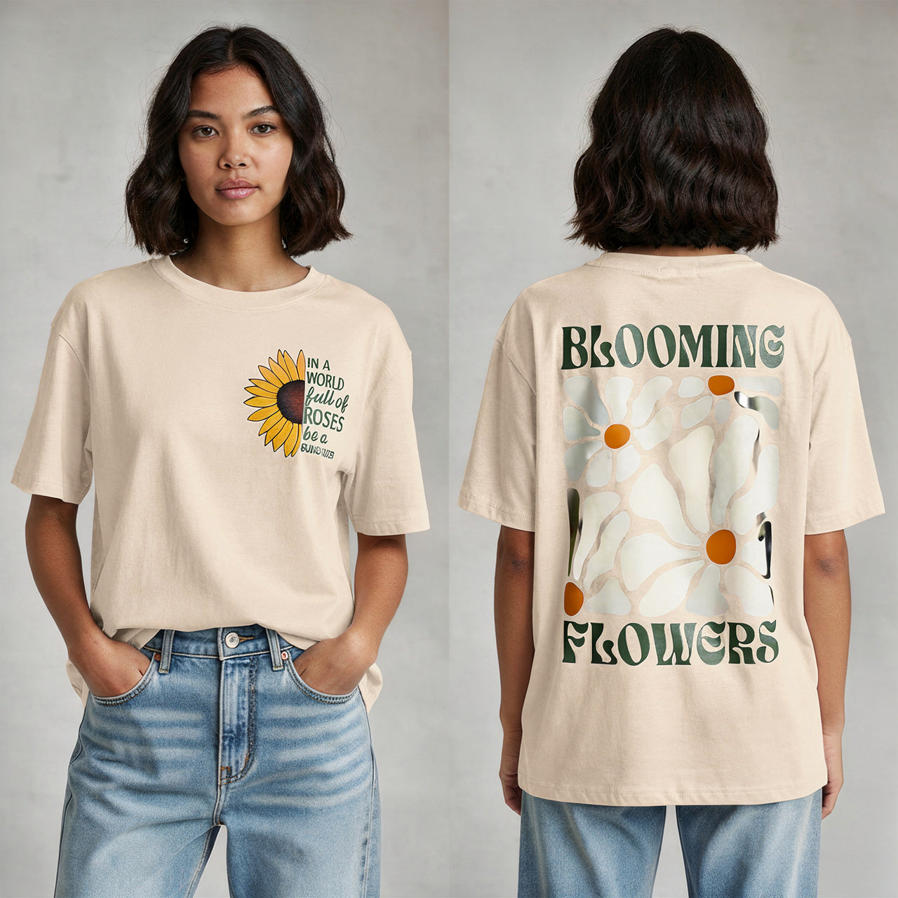 Blooming Flowers Oversized Tee